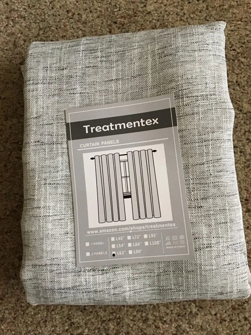 Light Gray Textured Curtain 2 Panels